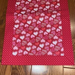 Valentine’s Day heart table runner sparkly reversible 37” x 11 1/2”